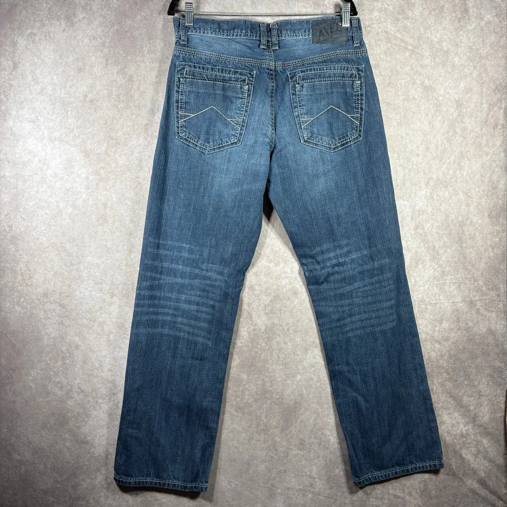 Axel Treadwell Jeans Mens Size 34X34 Blue Denim Dark Wash Relaxed Straight Leg